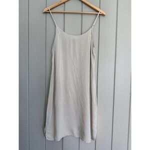 Lacausa Easy Slip Dress S Small Gray Rayon Scoop Neck Spaghetti Straps